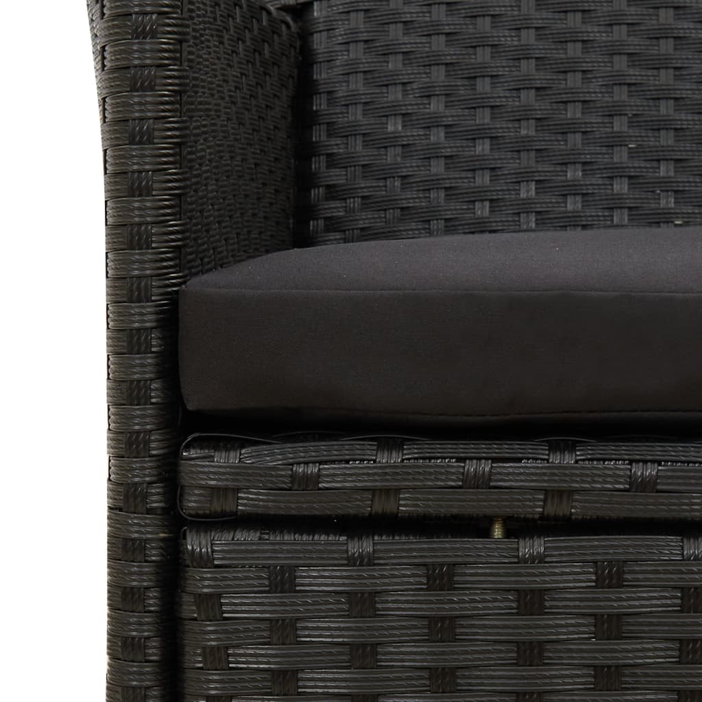 -Delige Tuinset Met Kussens Poly Rattan Zwart