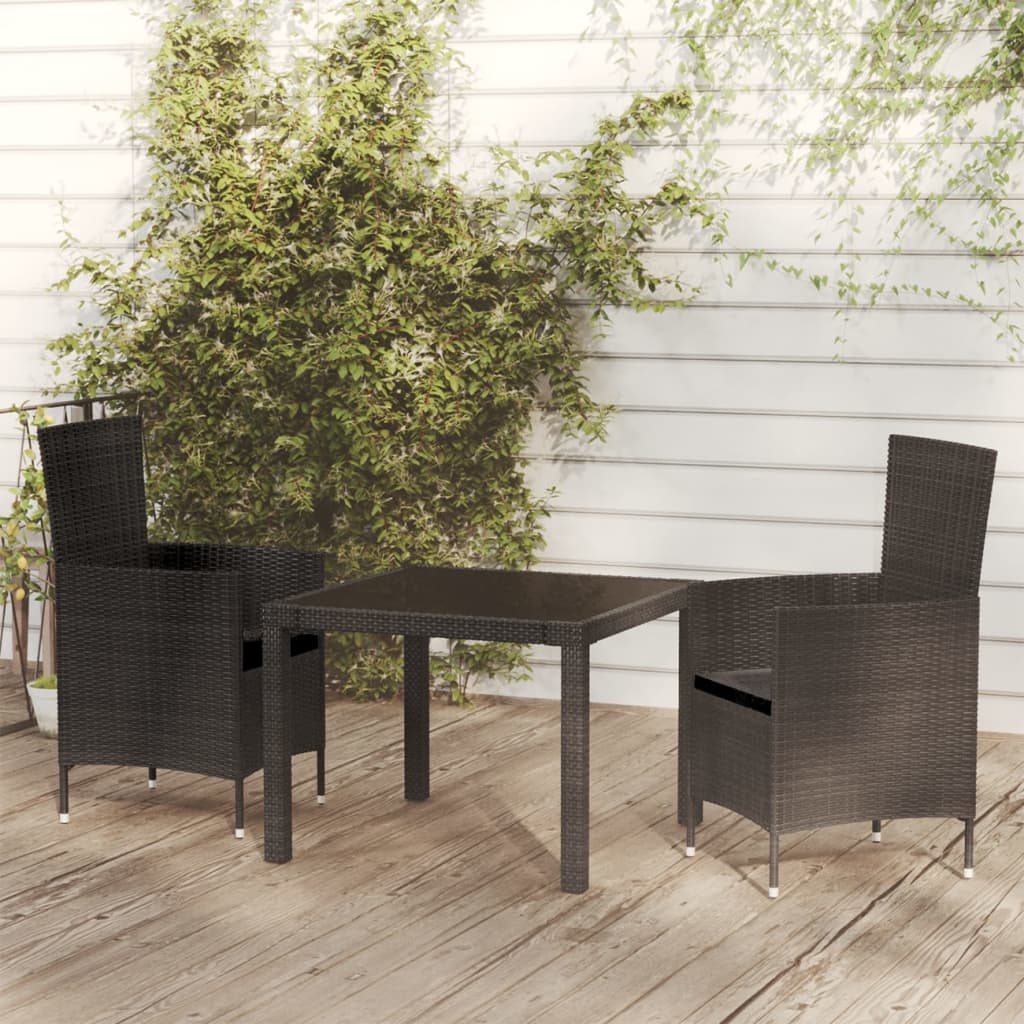 -Delige Tuinset Met Kussens Poly Rattan Zwart