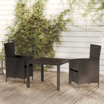 -Delige Tuinset Met Kussens Poly Rattan Zwart