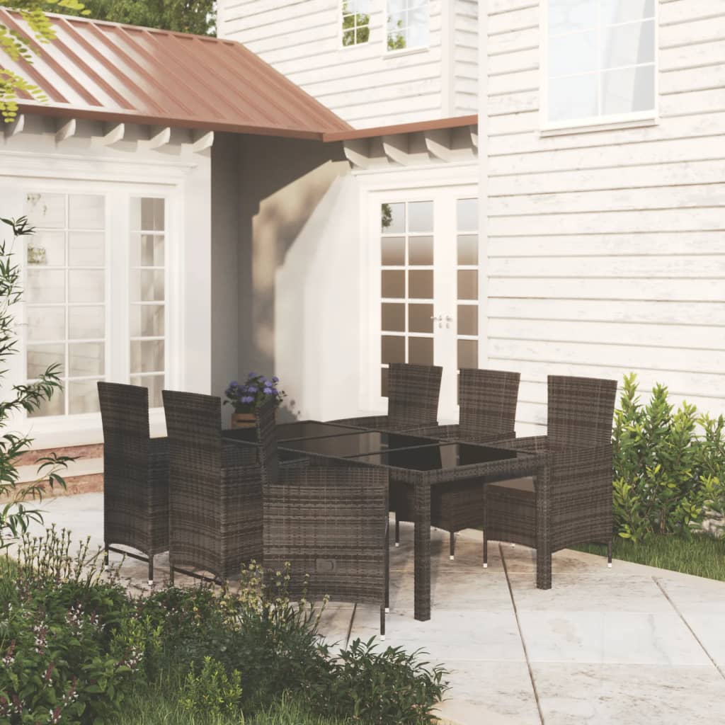 -Delige Tuinset Met Kussens Poly Rattan Zwart