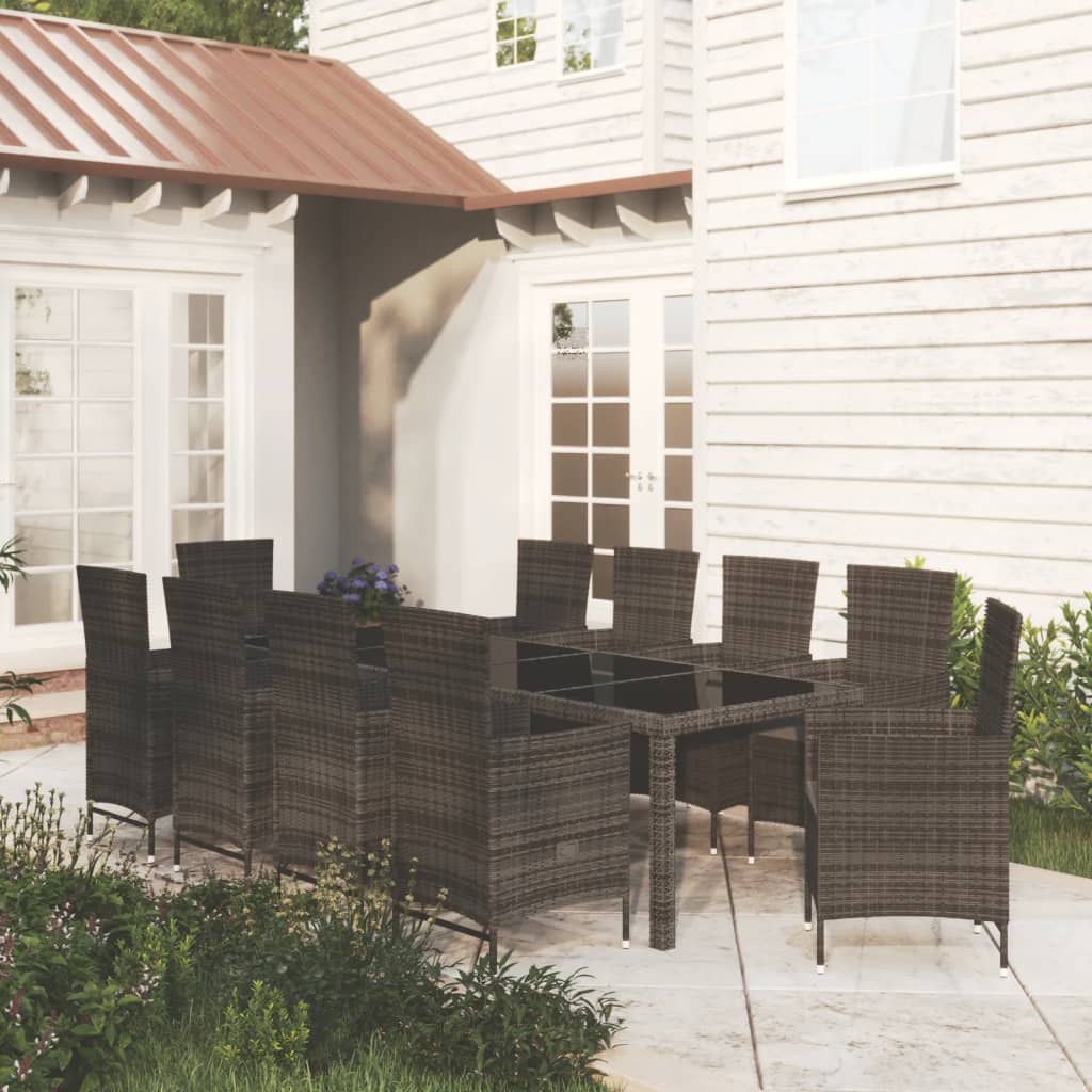 -Delige Tuinset Met Kussens Poly Rattan Zwart
