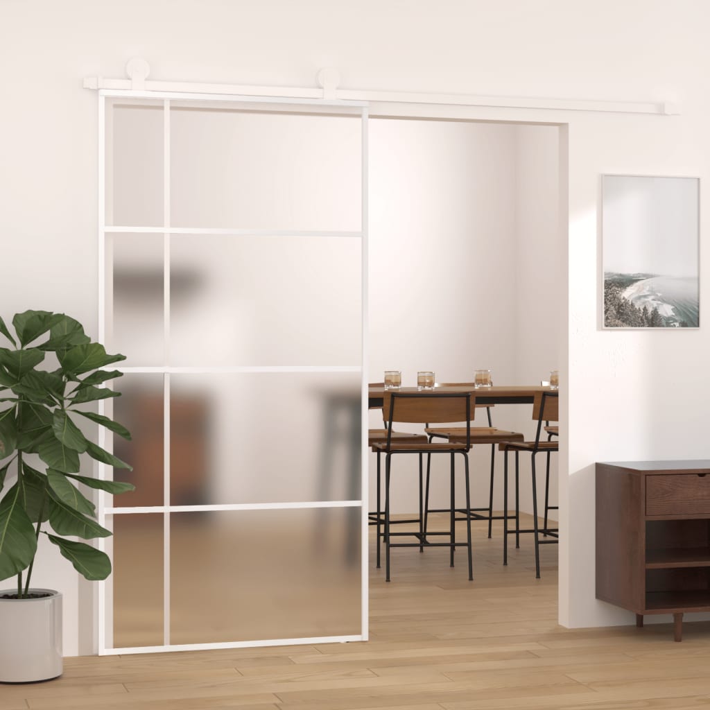 Schuifdeur Esg-Glas En Aluminium Wit