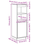 Hoge Kast 37X34X110 Cm Massief Grenenhout