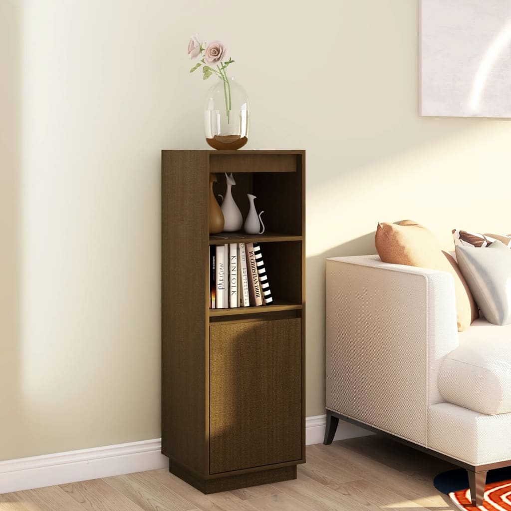 Hoge Kast 37X34X110 Cm Massief Grenenhout