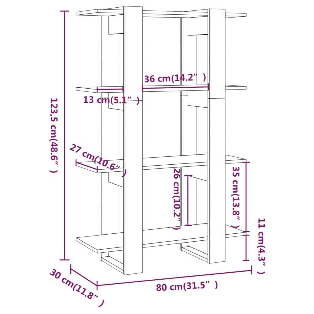 Boekenkast/Kamerscherm 80X30X123,5 Cm