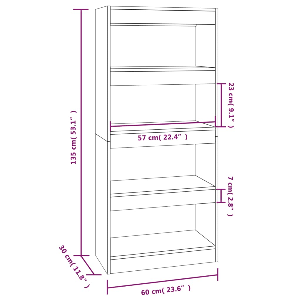 Boekenkast/Kamerscherm 60X30X135 Cm Bewerkt Hout