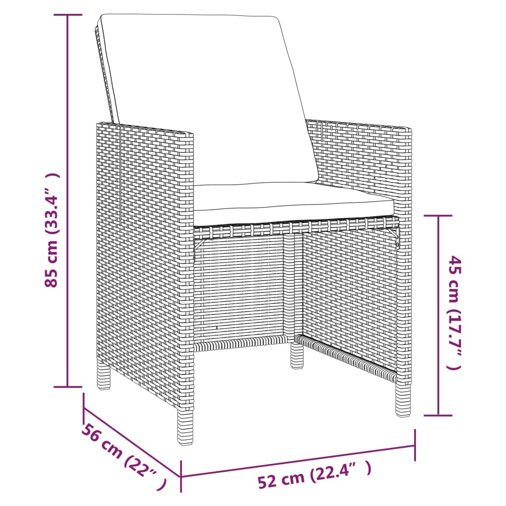 5-Delige Tuinset Met Kussens Poly Rattan Zwart