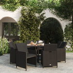 5-Delige Tuinset Met Kussens Poly Rattan Zwart