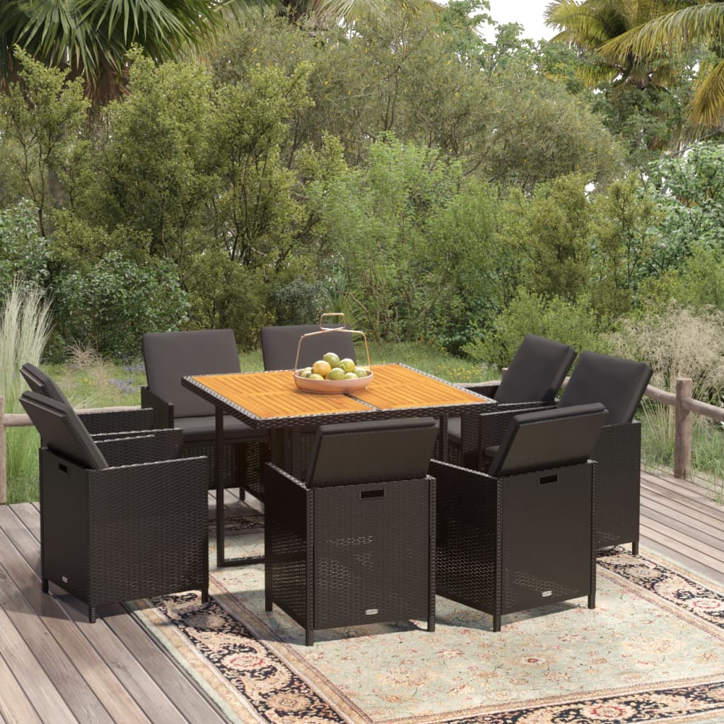 5-Delige Tuinset Met Kussens Poly Rattan Bruin En Zwart