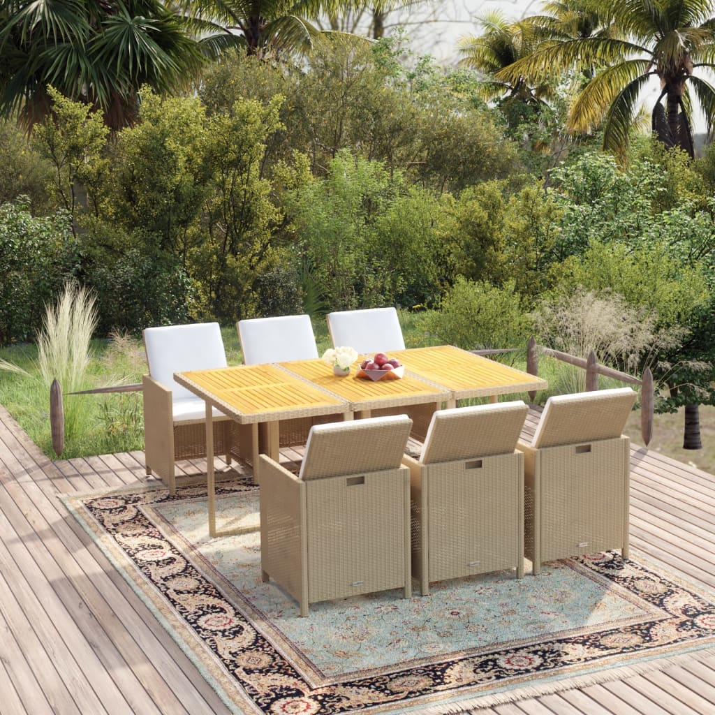 9-Delige Tuinset Met Kussens Poly Rattan Beige En Bruin