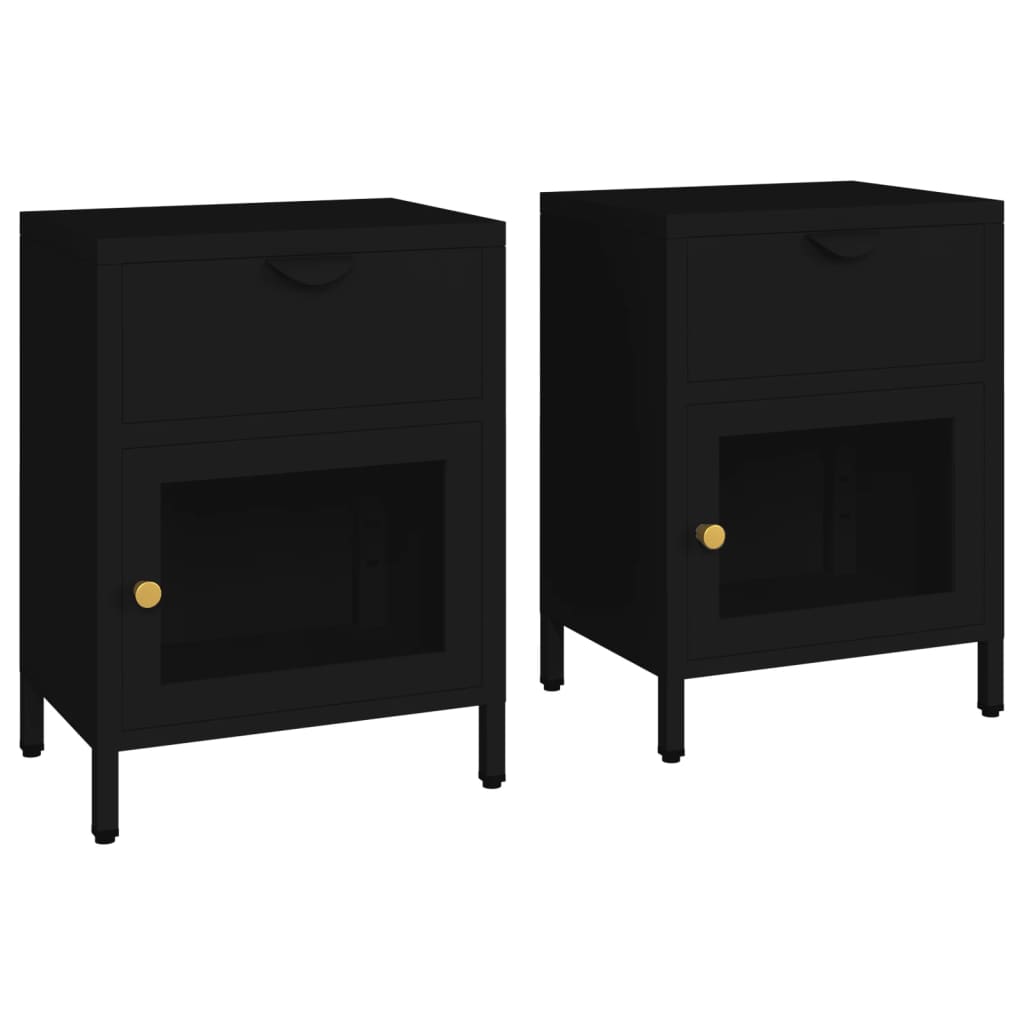 Nachtkastjes 40X30X54,5 Cm Staal En Glas