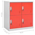 Lockerkasten 90X45X92,5 Cm Staal Lichtgrijs En Rood