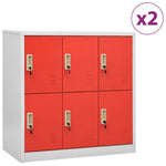 Lockerkasten 90X45X92,5 Cm Staal Lichtgrijs En Rood