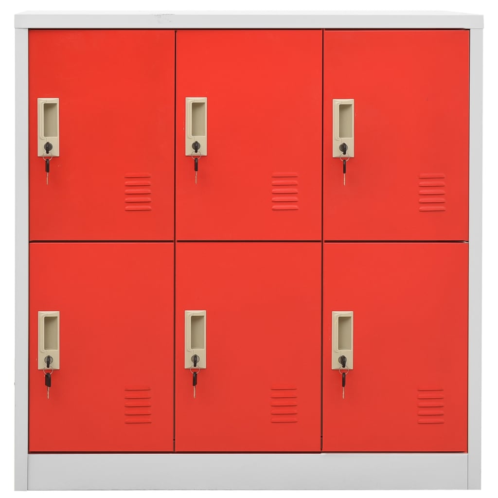 Lockerkasten 90X45X92,5 Cm Staal Lichtgrijs En Rood