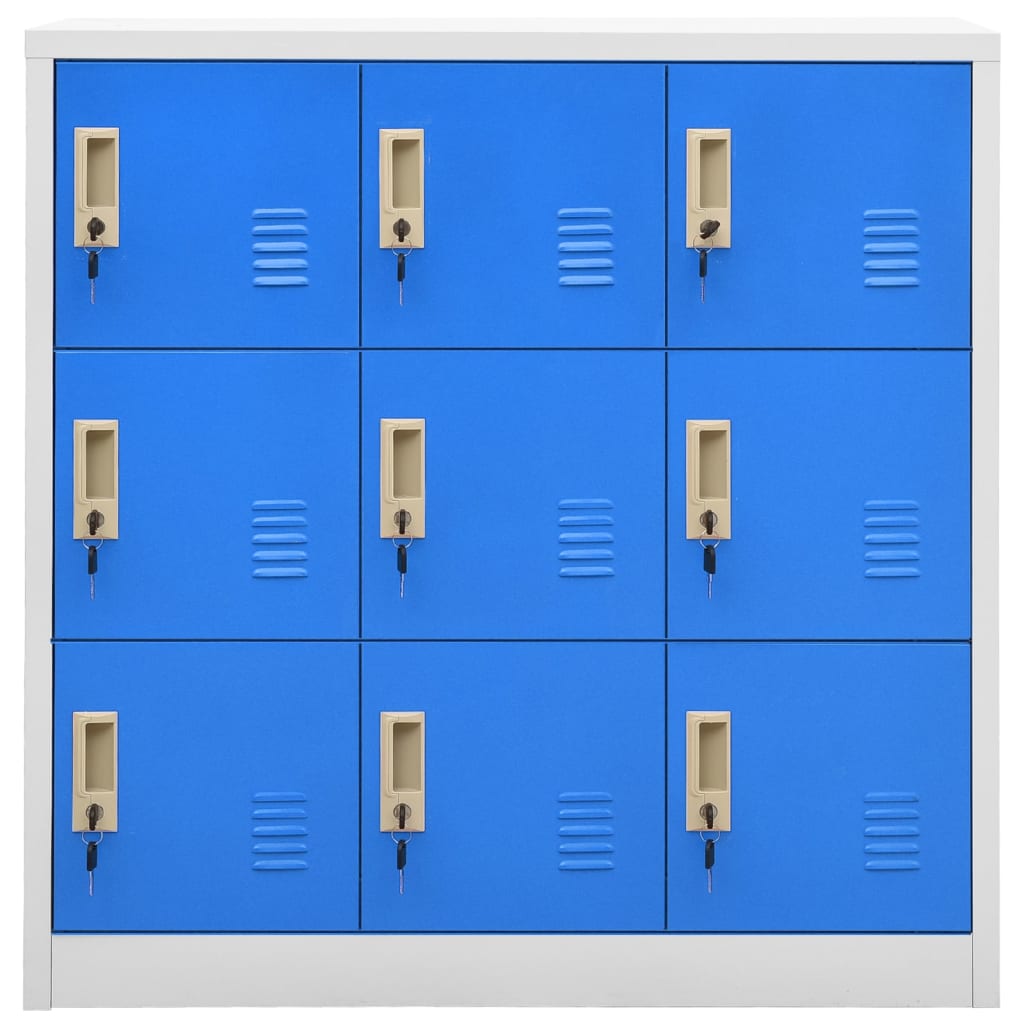 Lockerkasten 90X45X92,5 Cm Staal Lichtgrijs En Blauw