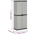 Tuinkast Met 3 Schappen 68X40X168 Cm Grijs En Zwart