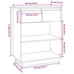 Wandkast 60X34X75 Cm Massief Grenenhout