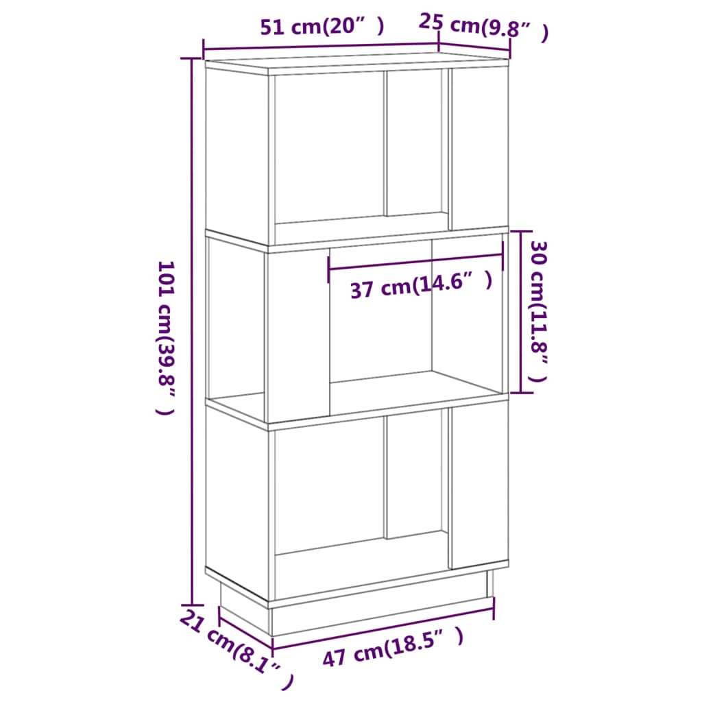 Boekenkast/Kamerscherm 51X25X101 Cm Massief Grenenhout