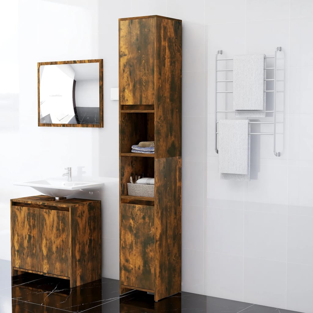 Badkamerkast 30X30X183,5 Cm Bewerkt Hout