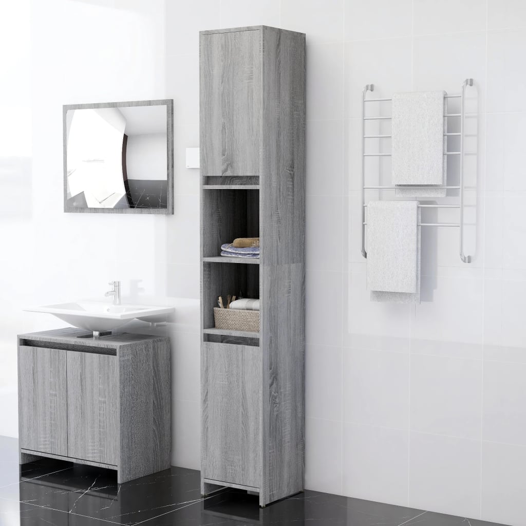 Badkamerkast 30X30X183,5 Cm Bewerkt Hout
