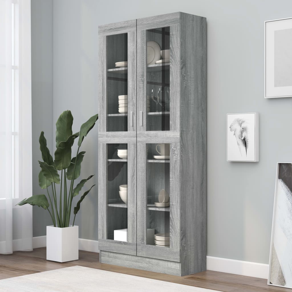 Vitrinekast 82,5X30,5X80 Cm Bewerkt Hout