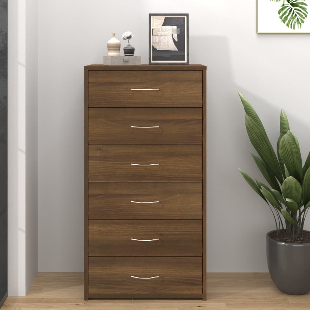 Dressoir Met 6 Lades 50X34X96 Cm Bewerkt Hout