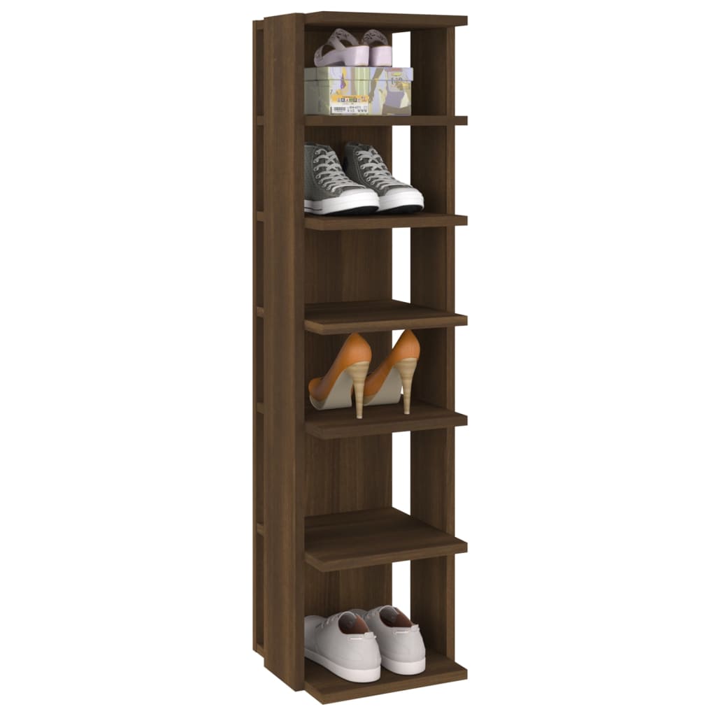 Schoenenrekken 27,5X27X102 Cm Bewerkt Hout Bruineiken