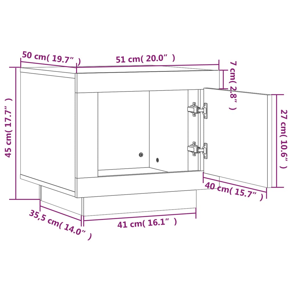Salontafel 51X50X45 Cm Bewerkt Hout