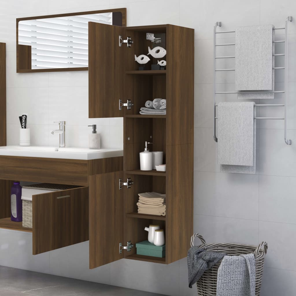 Badkamerkast 30X30X130 Cm Bewerkt Hout