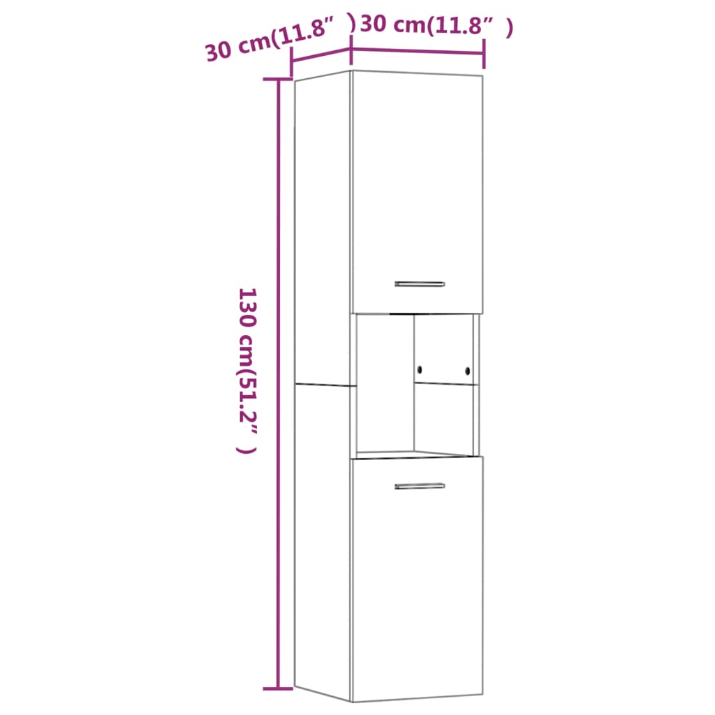 Badkamerkast 30X30X130 Cm Bewerkt Hout