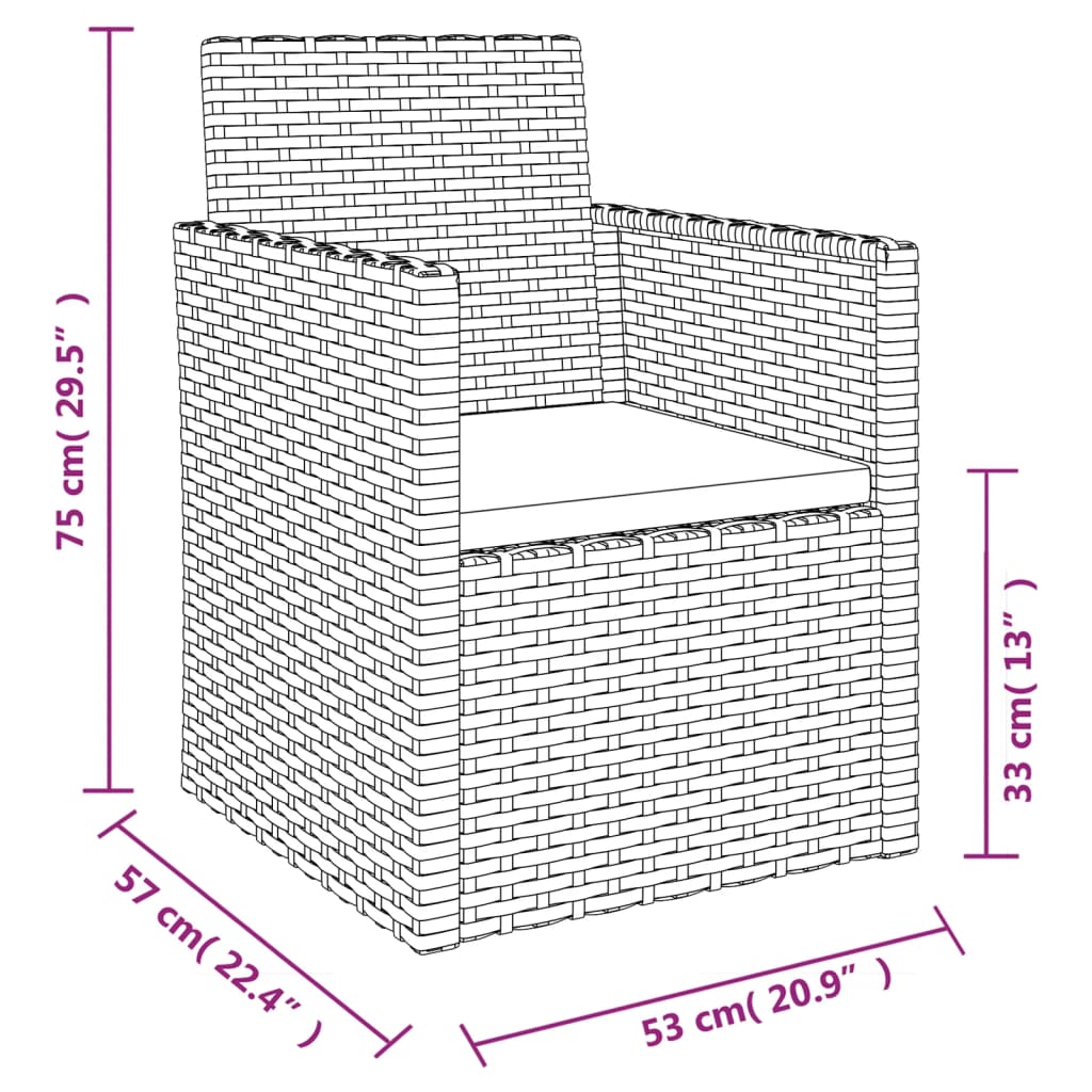 -Delige Loungeset Met Kussens Poly Rattan Zwart