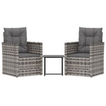 -Delige Loungeset Met Kussens Poly Rattan
