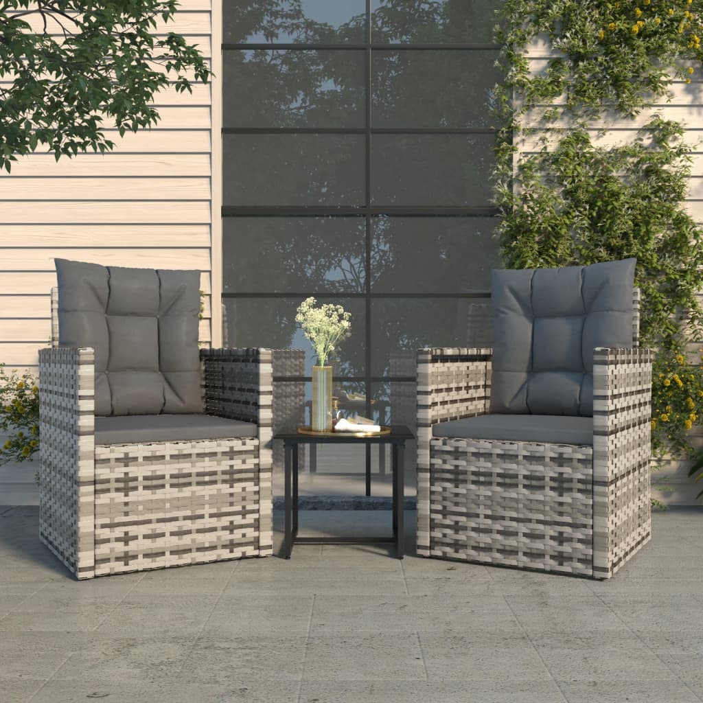 -Delige Loungeset Met Kussens Poly Rattan