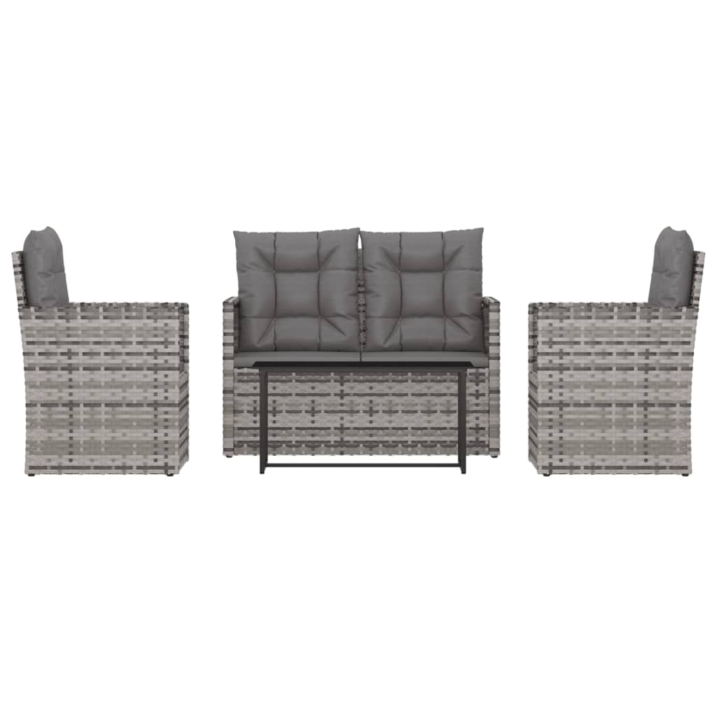 -Delige Loungeset Met Kussens Poly Rattan