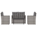 -Delige Loungeset Met Kussens Poly Rattan