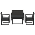 4-Delige Loungeset Met Kussens Poly Rattan Zwart