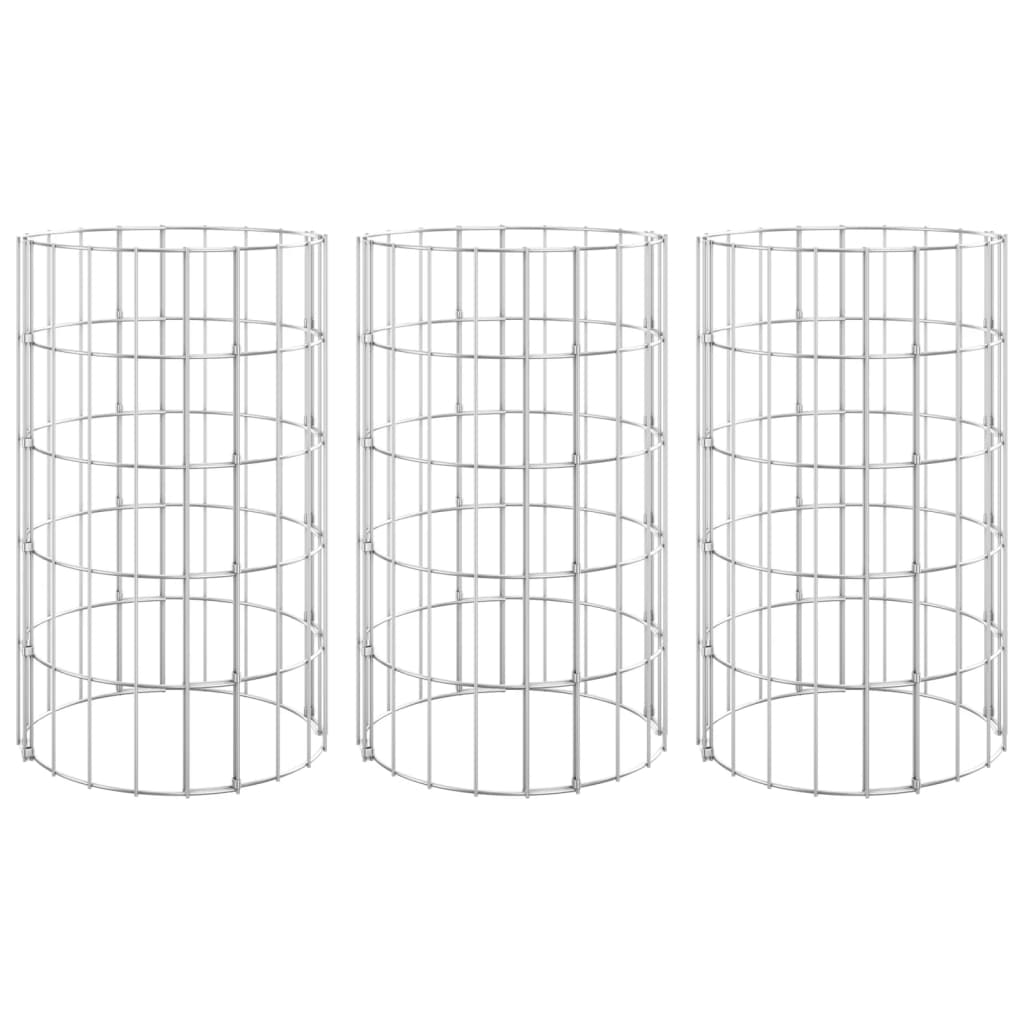 Gabion Plantenbakken 3 St Rond Verhoogd Ø30X50 Cm Staal