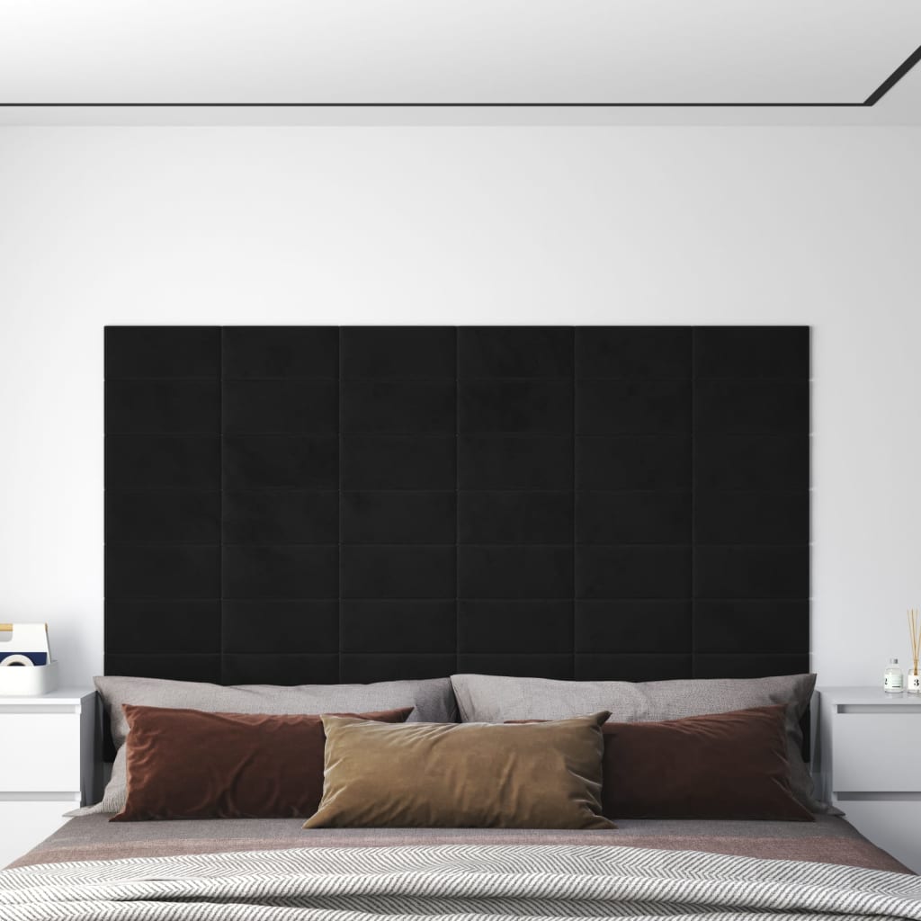 Wandpanelen 1,08 M² Fluweel Zwart