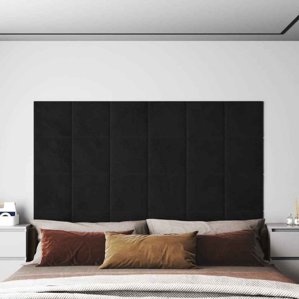 Wandpanelen 1,08 M² Fluweel Zwart