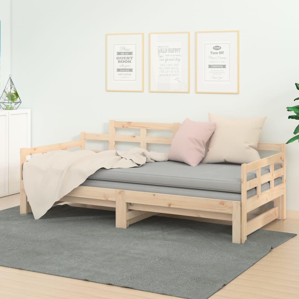 Slaapbank Uitschuifbaar Massief Grenenhout 2X(90X200) Cm