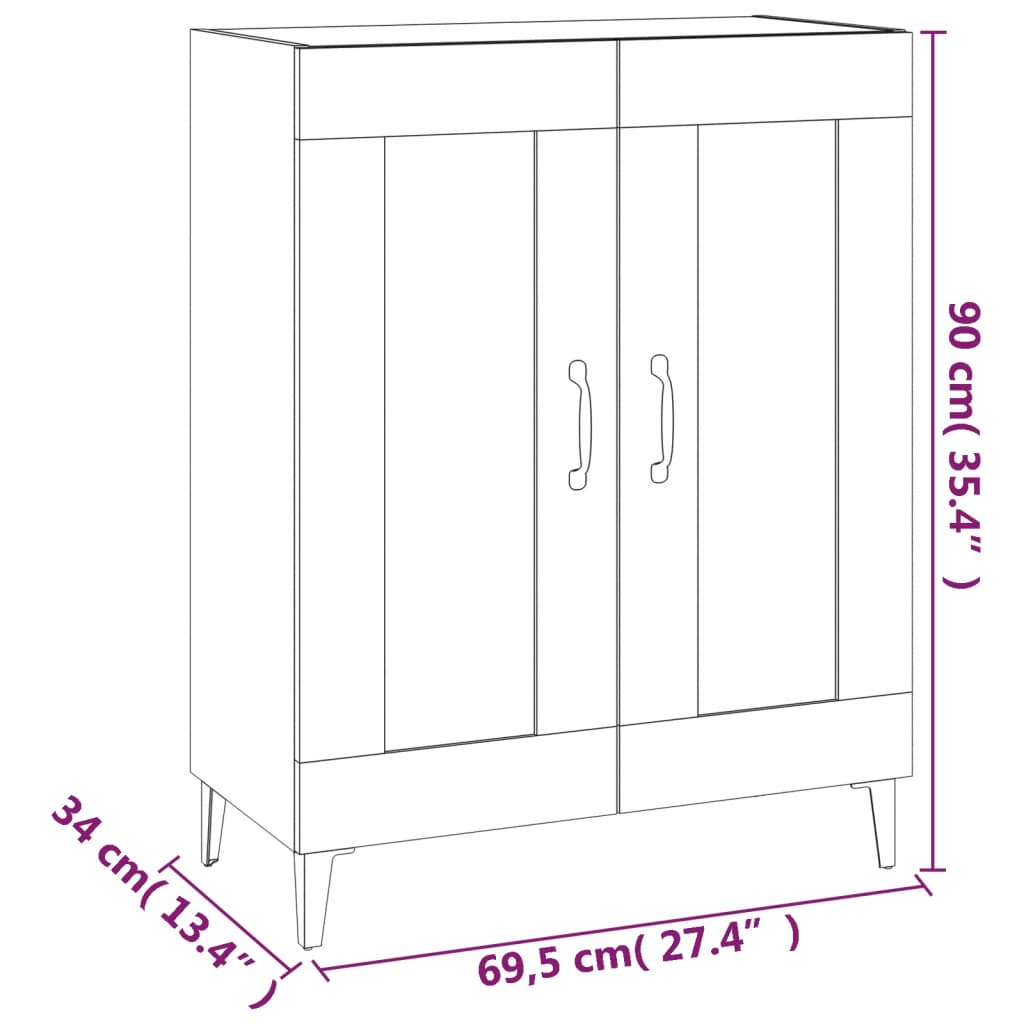 Dressoir 69,5X34X90 Cm Bewerkt Hout