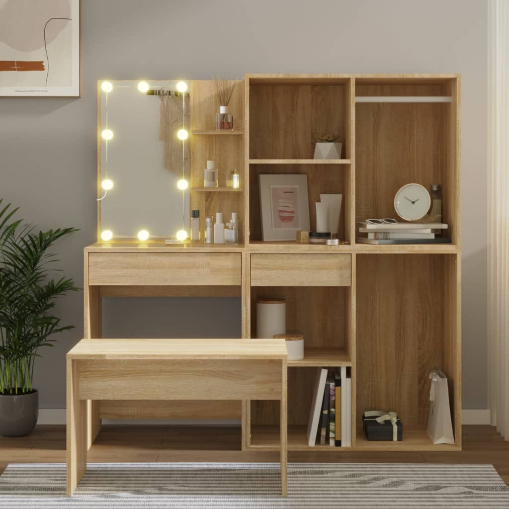 Kaptafelset Met Led's Bewerkt Hout