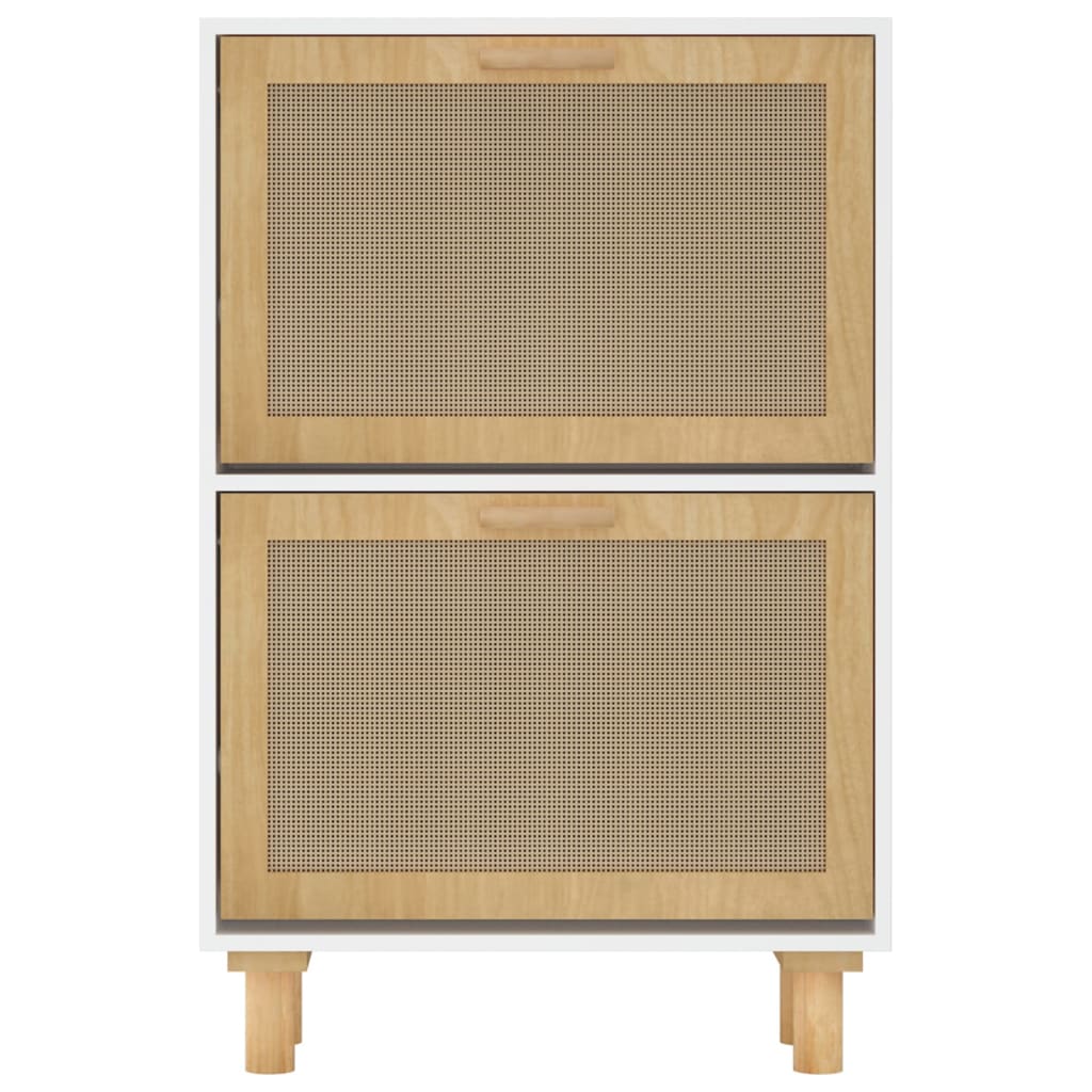 Schoenenkast 52X25X80 Cm Bewerkt Hout En Natuurlijk Rattan