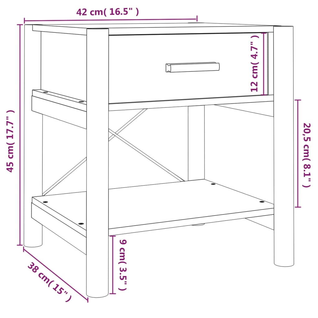 Nachtkastjes 42X38X45 Cm Bewerkt Hout