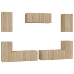 7-Delige Tv-Meubelset Bewerkt Hout Kleurig