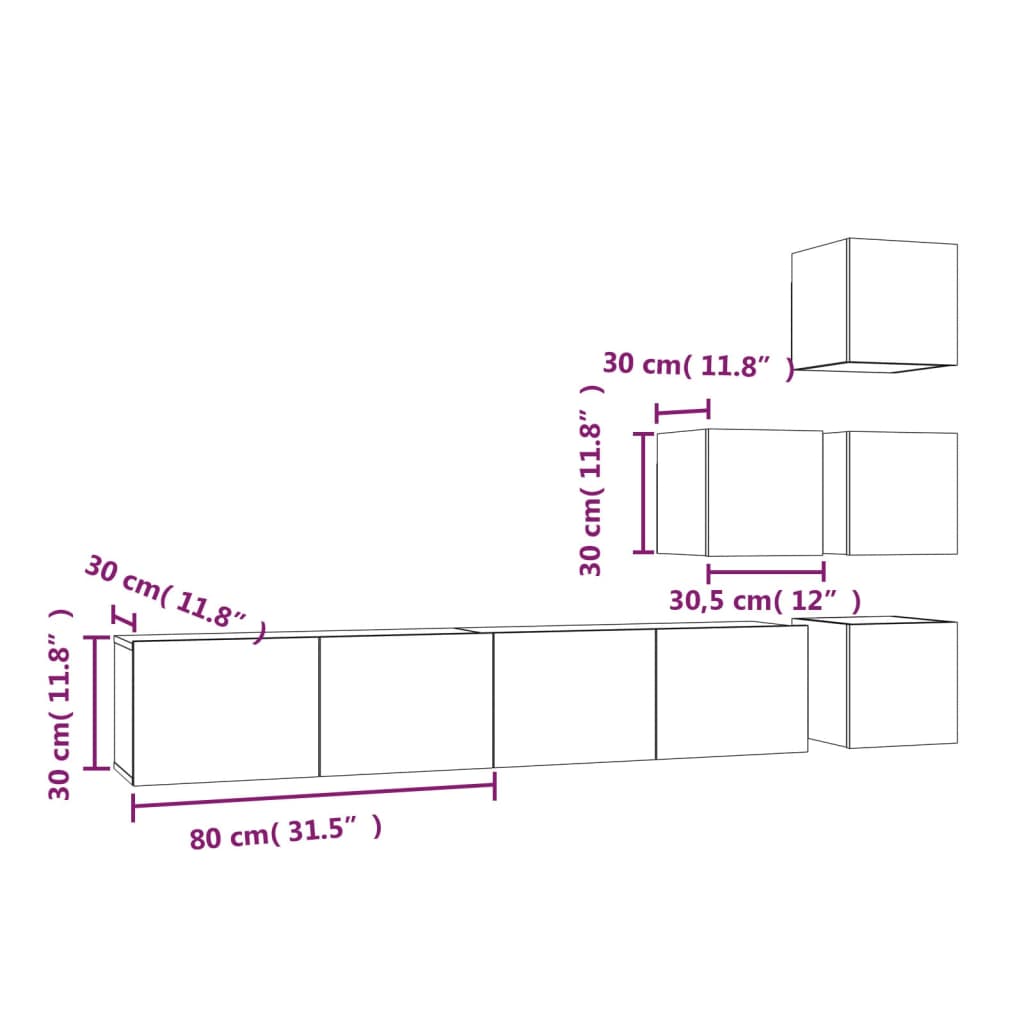 Tv-Wandmeubel Bewerkt Hout Kleurig