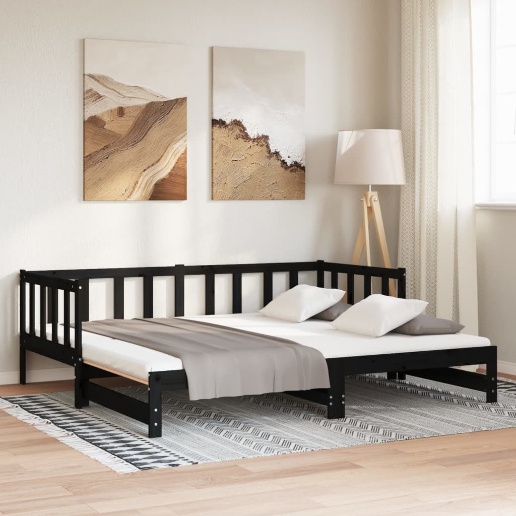 Slaapbank Uitschuifbaar 2X(80X200) Cm Massief Grenenhout