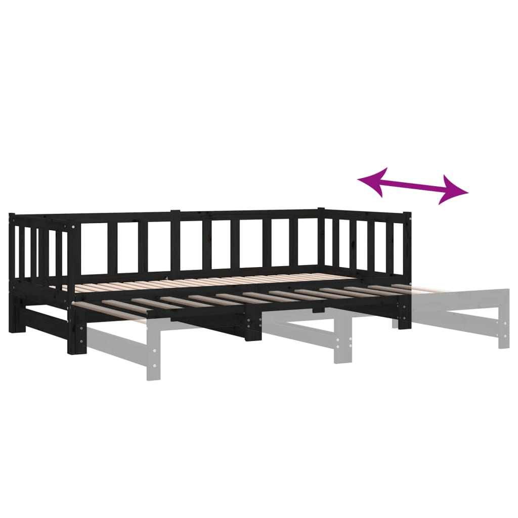 Slaapbank Uitschuifbaar 2X(80X200) Cm Massief Grenenhout