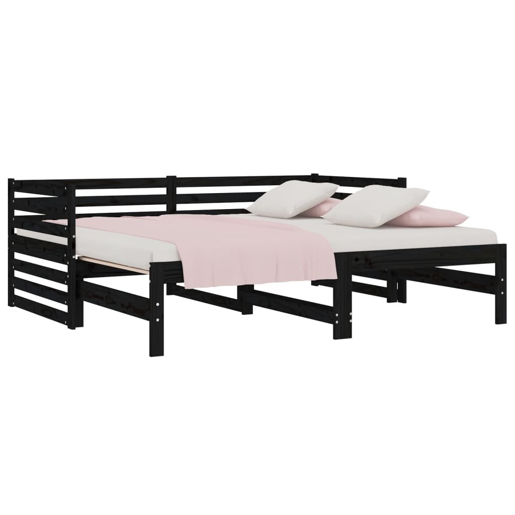 Slaapbank Uitschuifbaar 2X(80X200) Cm Massief Grenenhout