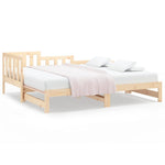 Slaapbank Uitschuifbaar 2X(80X200) Cm Massief Grenenhout
